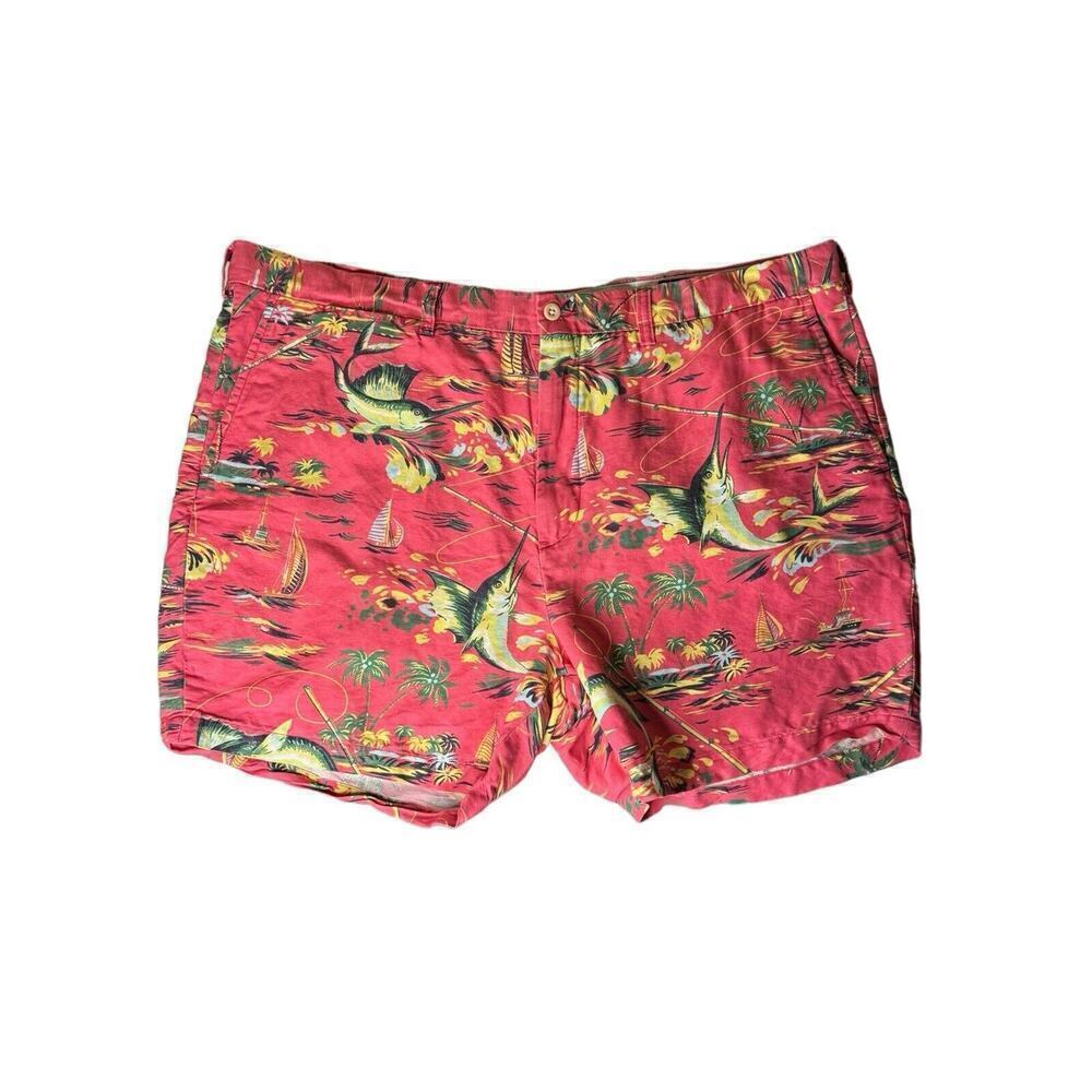 Ralph Lauren Polo 42 Classic Fit 6" Linen Cotton Shorts Hot Pink w/ Swordfish